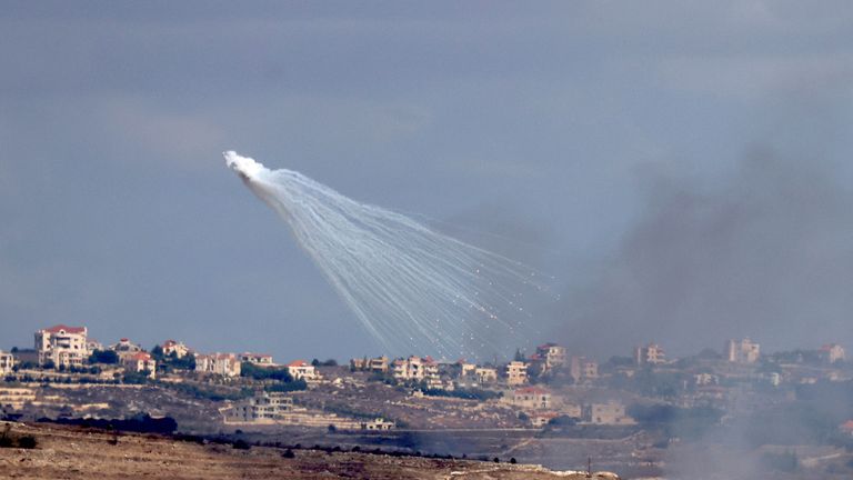 Artillery fired by the Israeli Army into Lebanon.
Pic: Reuters