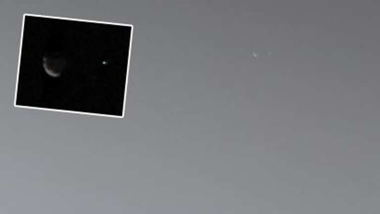 Phobos, one of Mars' two moons and Earth, captured for the first time by the Curiosity Rover. Pic: NASA/X