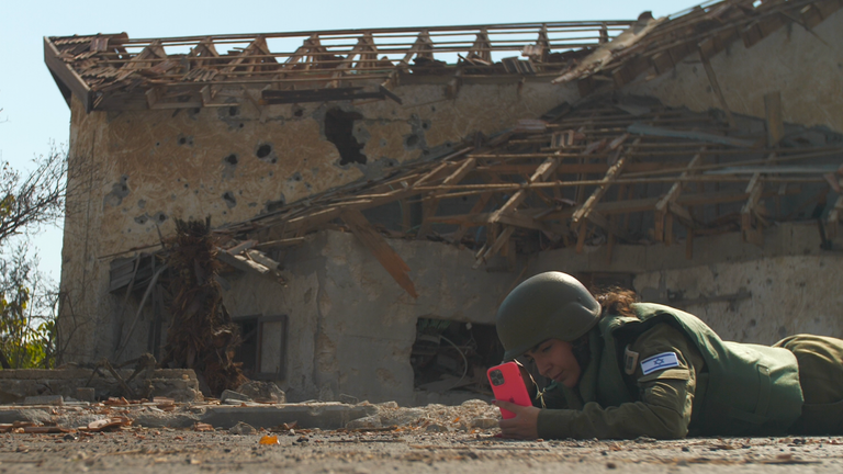 IDF soldiers take cover