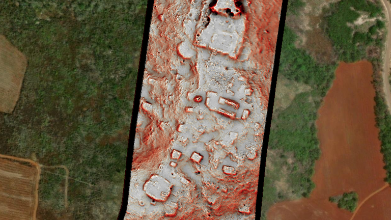 Images lidar de la jungle mexicaine dans l'État de Campeche, dans le sud-est du pays, montrant une ancienne ville maya encore inconnue Photo : Luke Auld-Thomas, Antiquity Publications Ltd