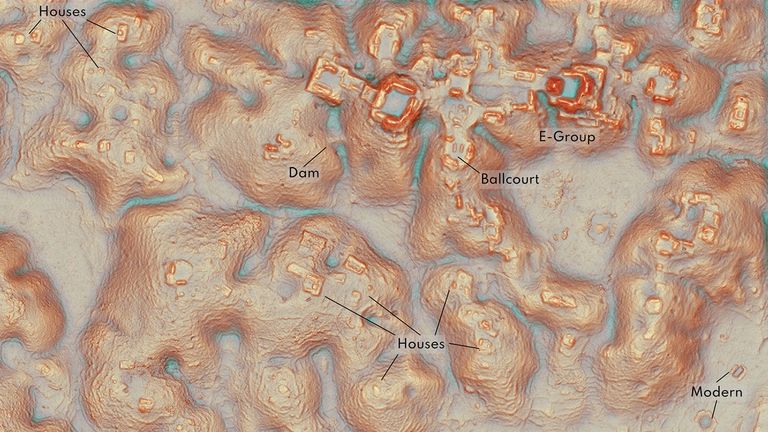 Images lidar de la jungle mexicaine dans l'État de Campeche, dans le sud-est du pays, montrant une ancienne ville maya encore inconnue Photo : Luke Auld-Thomas, Antiquity Publications Ltd