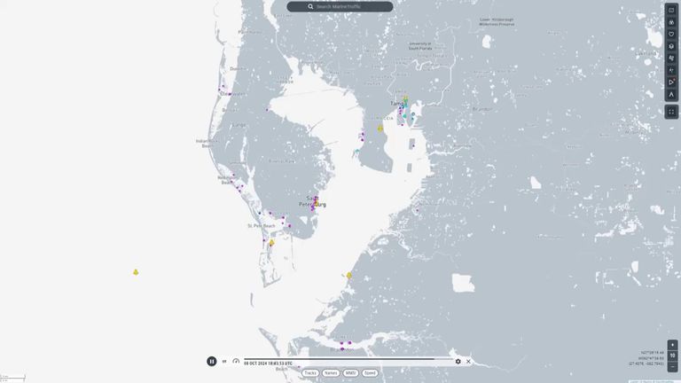 Marine traffic disappears ahead of Hurricane Milton hitting Florida