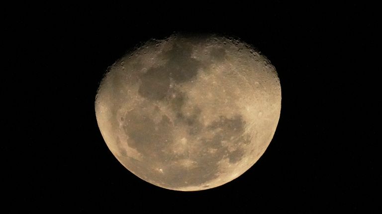 The moon pictured in its waning gibbous phase. Pic: AP