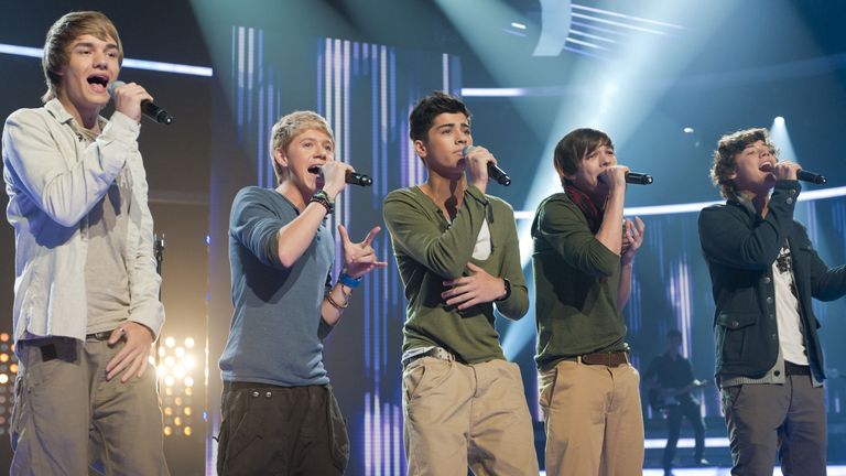 One Direction playing on The X Factor Live Show in 2010. Pic: Ken McKay/Talkback Thames/Shutterstock
