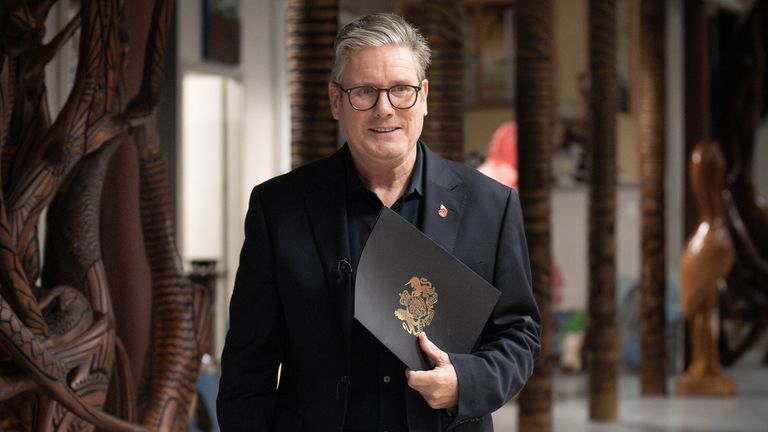 Prime Minister Sir Keir Starmer arriving for a press conference during the Commonwealth Heads of Government Meeting in Samoa. Picture date: Saturday October 26, 2024.

