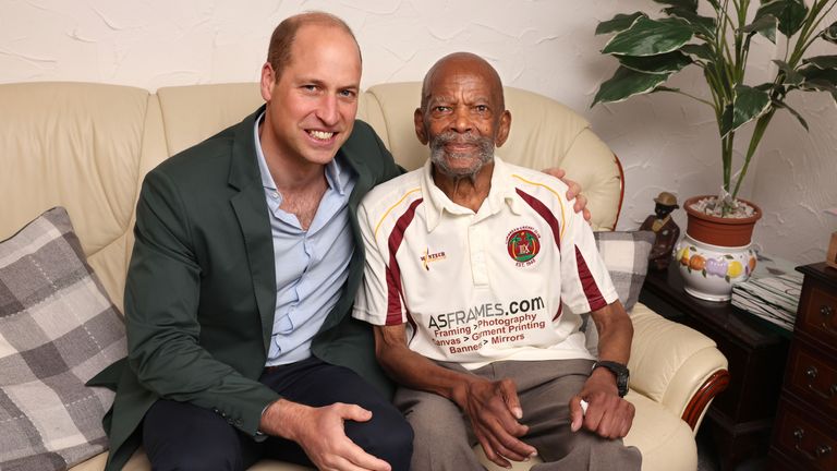 MANDATORY CREDIT: Julian Hamilton/Daily Mirror Undated handout photo issued by the Daily Mirror of the Prince of Wales with Alford Gardner at his home in Leeds, West Yorkshire as part of Pride of Britain. The Prince of Wales will meet Windrush passengers in a new documentary to be aired on ITV later this year. The programme aims to celebrate the Windrush generation and its "pioneering" contribution to Britain. Issue date: Thursday June 22, 2023.