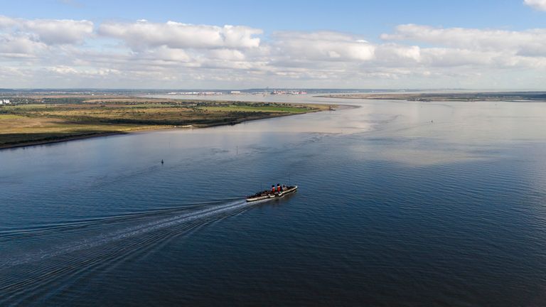 A view of the River Thames from Gravesend, at the proposed Lower Thames Crossing. Pic: PA 