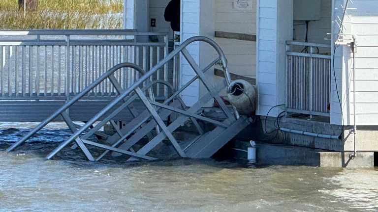 A portion of the collapsed gangway remains visible on Sapelo Island.
Pic: AP