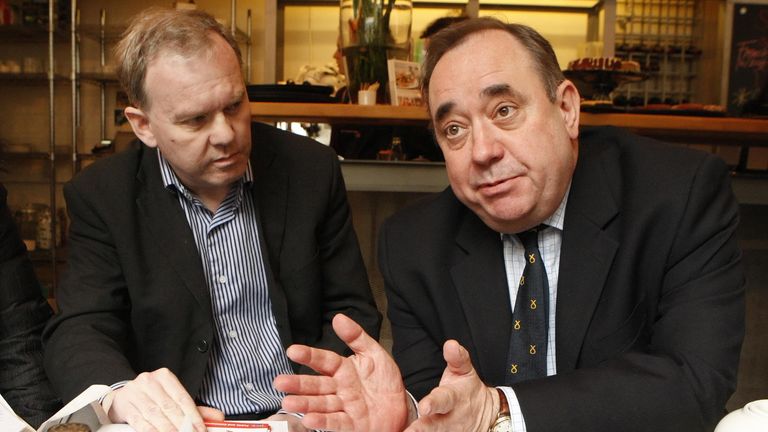 Sean Clerkin (left) meets former SNP leader Alex Salmond in 2011. Pic: PA/Danny Lawson