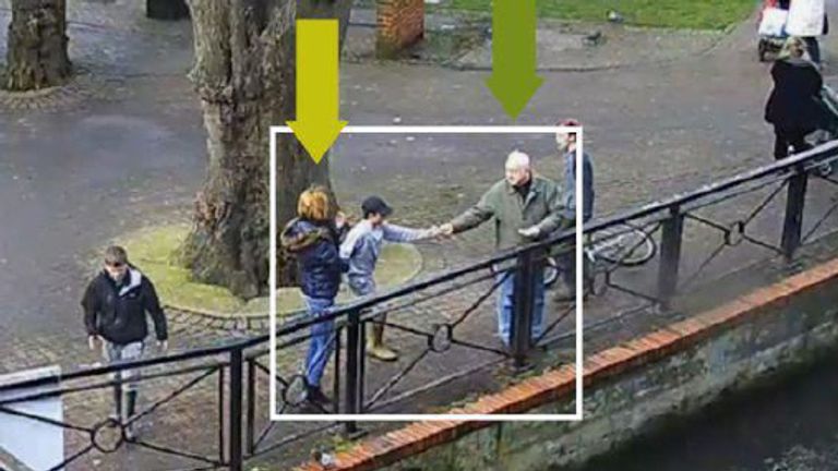 CCTV shows Sergei Skripal and the boy. Pic: The Dawn Sturgess Inquiry/PA