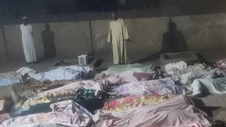 Bodies of civilians massacred in the farming village of Al Sireiha in the eastern parts of Sudan's Al Jazira state