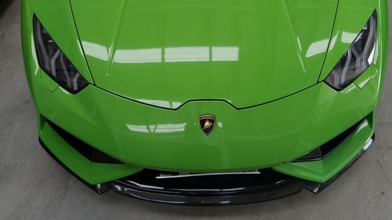 A green Lamborghini recovered from Thailand. Pic: National Vehicle Crime Intelligence Service 