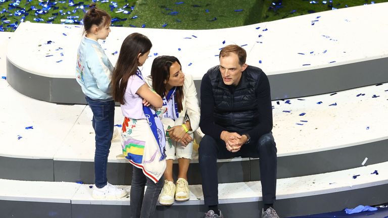 Tuchel with his family are Chelsea's Champions League win. Pic: Reuters