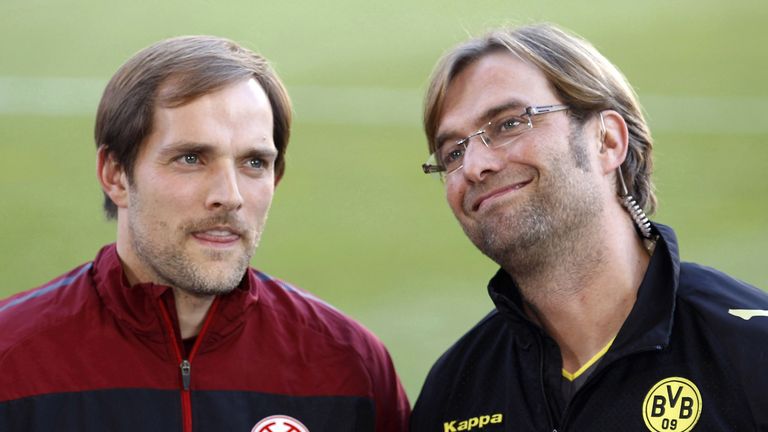 Thomas Tuchel and Jurgen Klopp, then coach of Borussia Dortmund, in 2010. Photo: Reuters