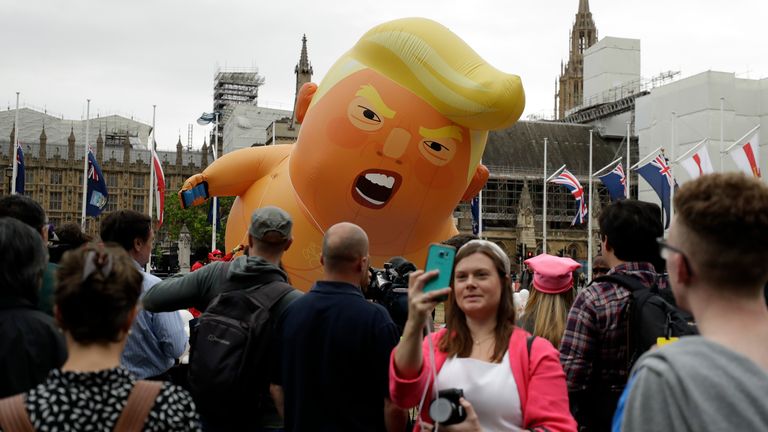 Trump Baby airship in Parliament Square, London, 2019. Photo: AP