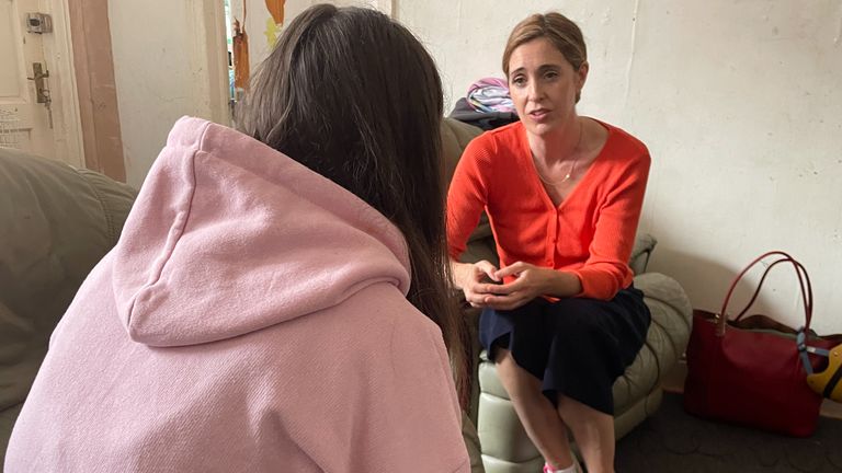 Claire* speaks to Sky News' Katie Spencer