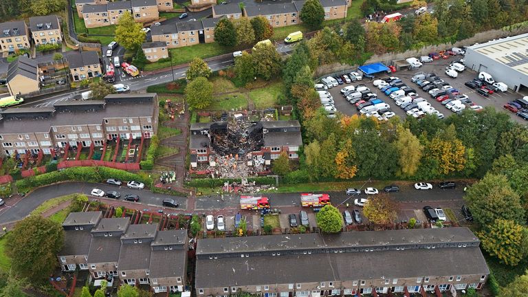 Emergency services at the scene at Violet Close in Benwell, Newcastle-Upon-Tyne.
Pic: PA