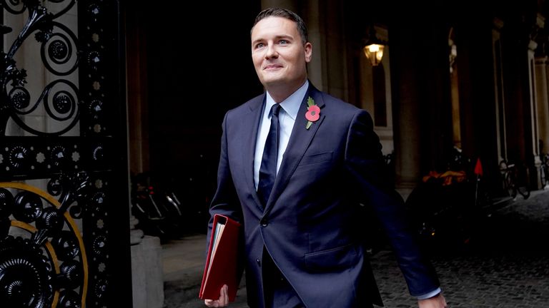 Wes Streeting arrives in Downing Street.
Pic: PA