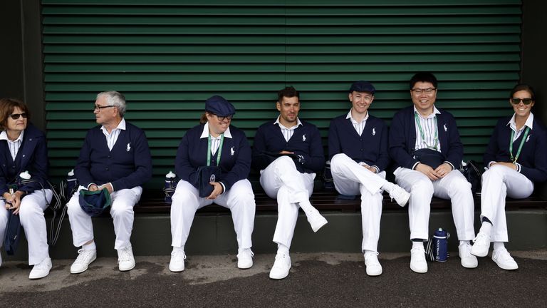 File photo dated 29/06/22 of Wimbledon Line Judges. Wimbledon will dispense with line judges next year in favour of Live Electronic Line Calling. The technology is already widely used in the sport, including at the Australian Open and US Open, and the All England Club has now made the decision to follow suit. Issue date: Wednesday October 9, 2024.

