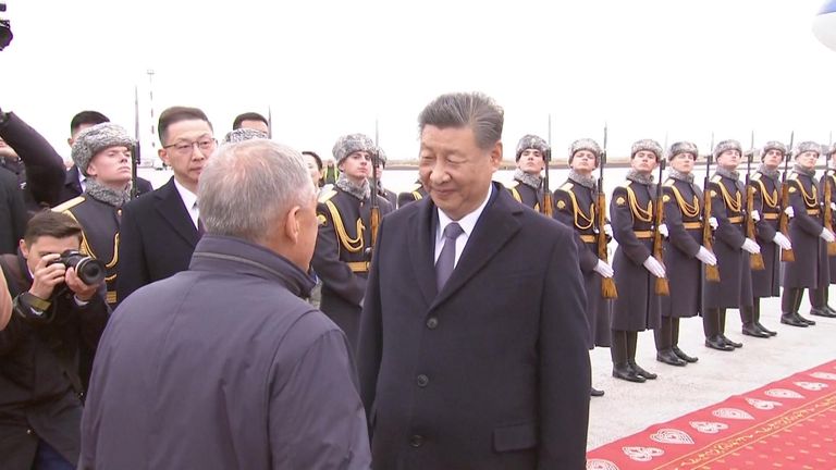 Chinese president Xi Jinping arrives in Russian city