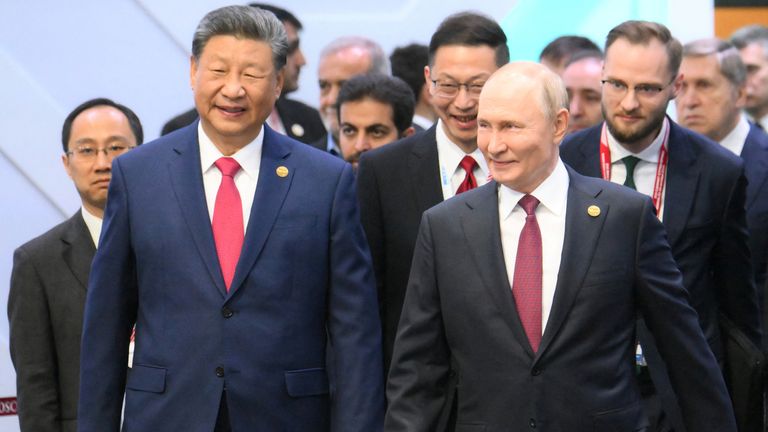  Xi Jinping and Vladimir Putin attend the BRICS summit in Kazan.
Pic Reuters