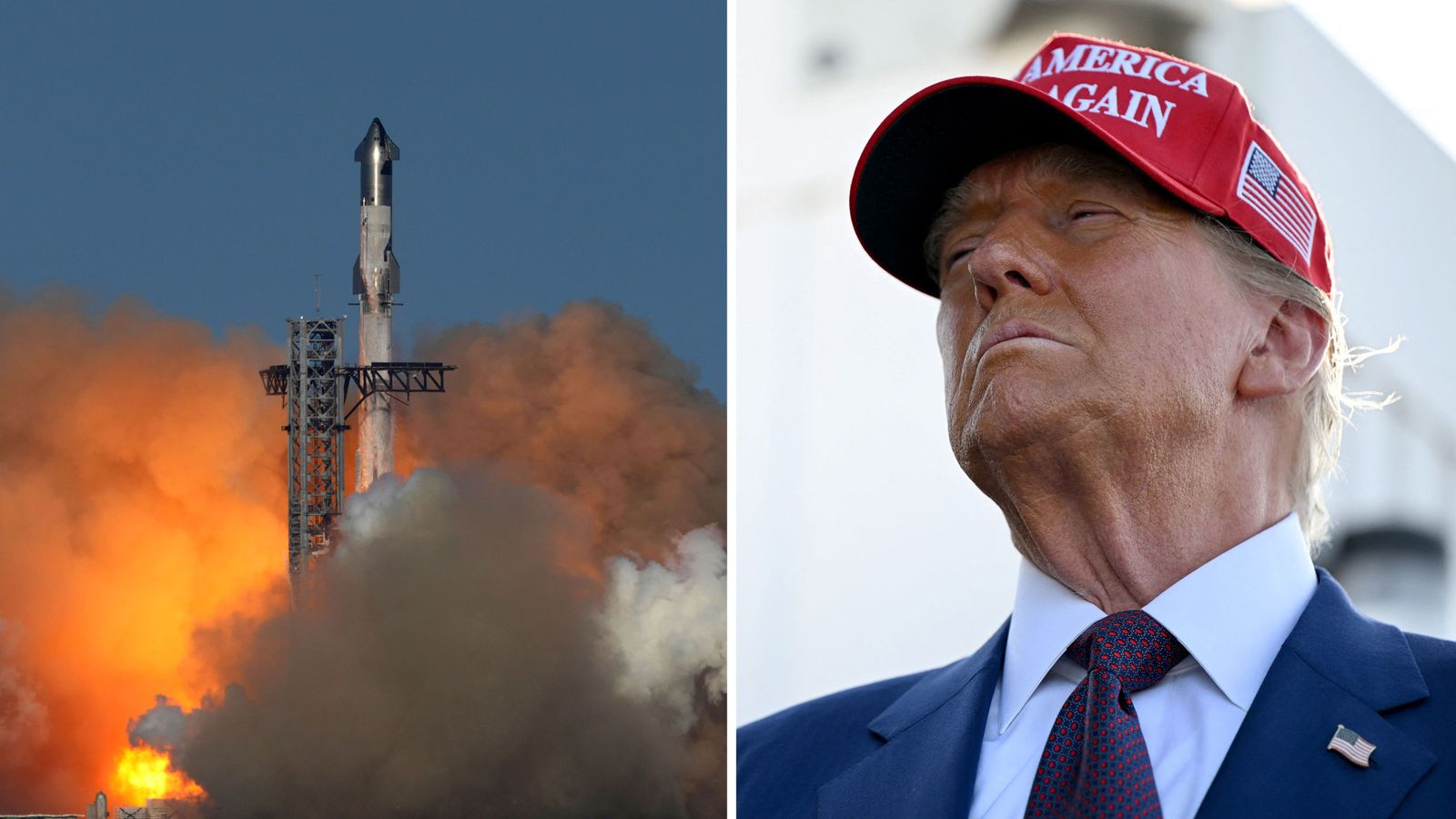 Donald Trump watches SpaceX launch with Elon Musk, but test flight does not go as planned