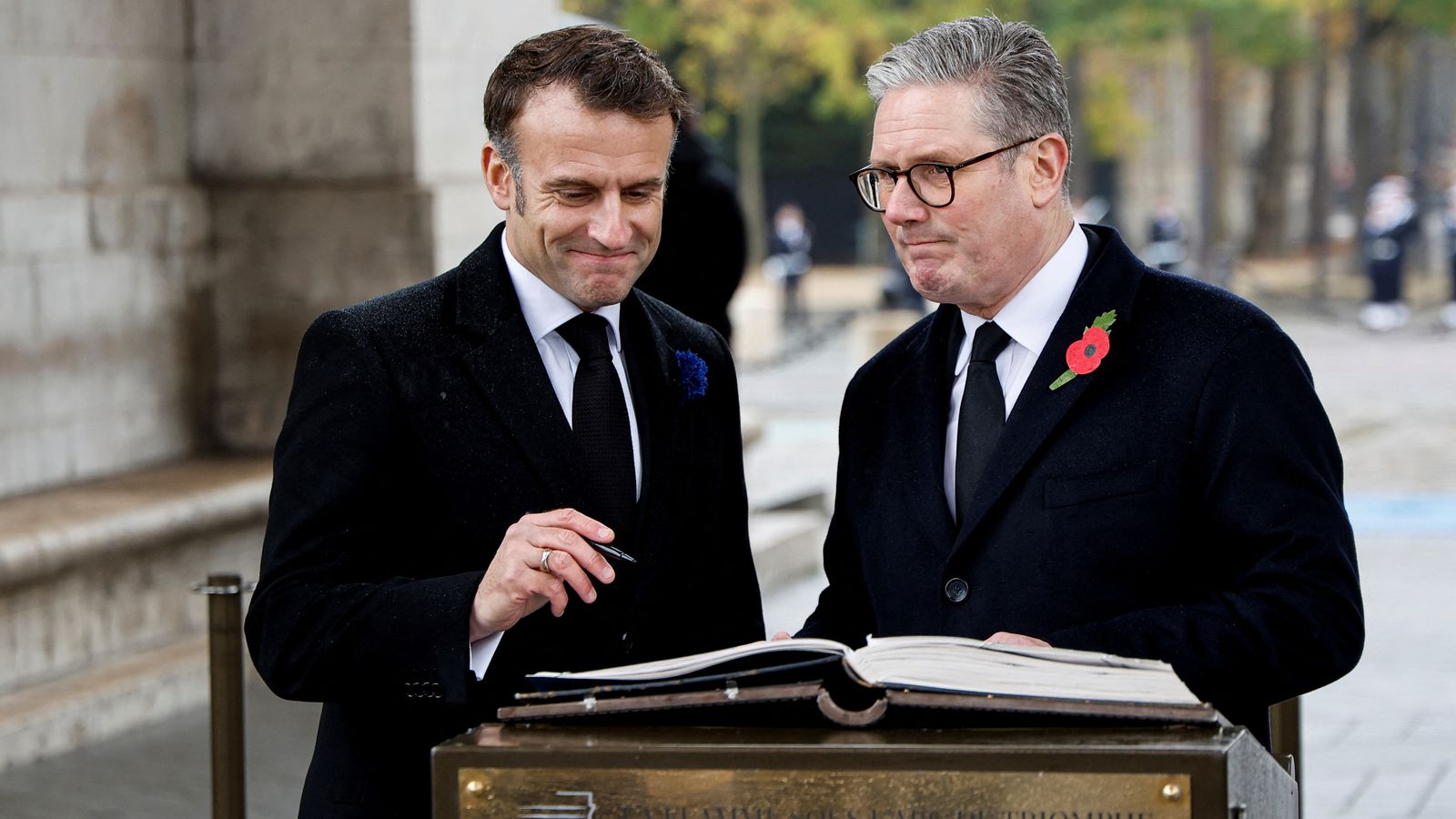 Sir Keir Starmer joins Macron on Armistice Day in Paris