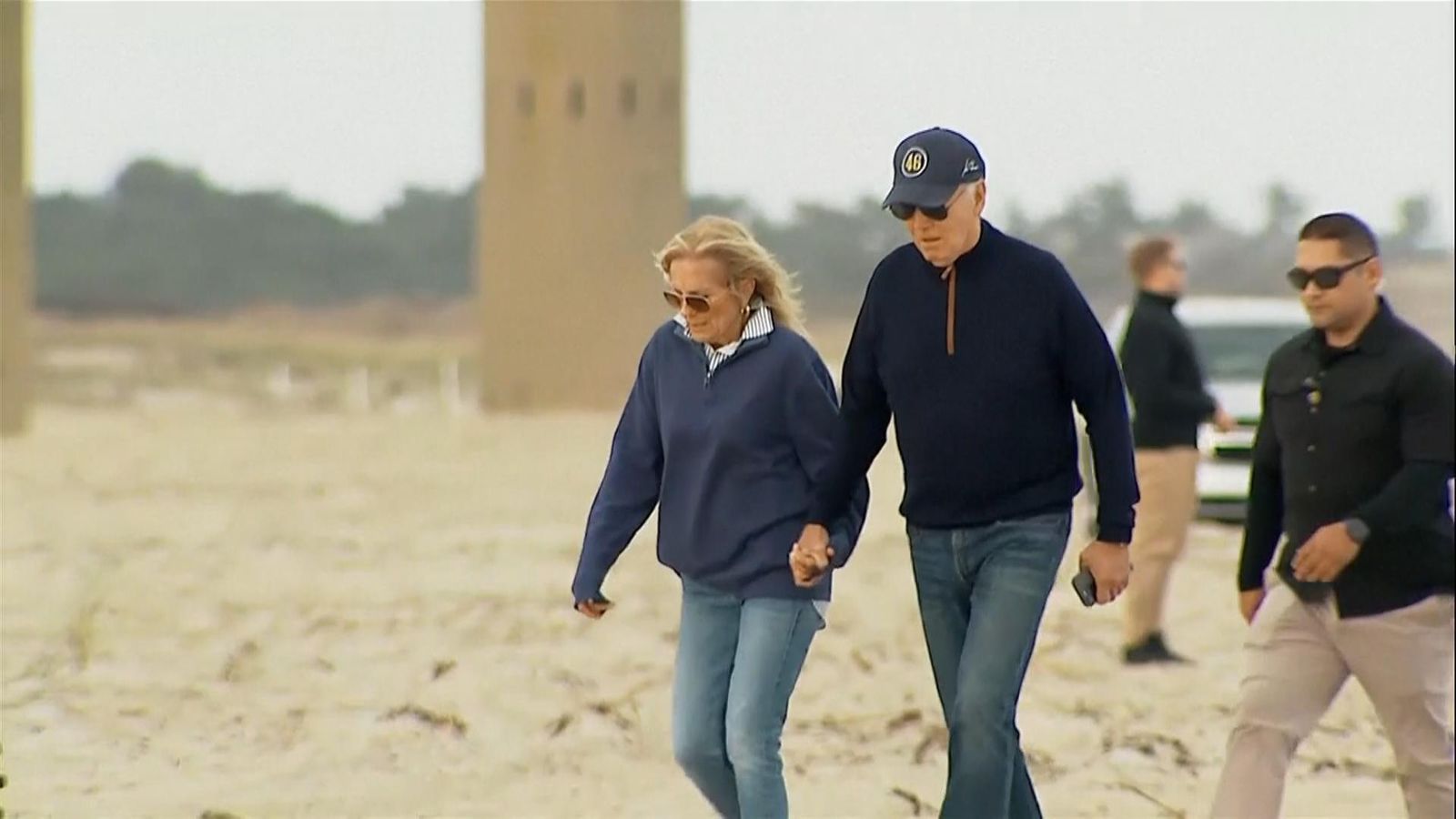 President Biden and his wife, Jill Biden, were seen walking along ...