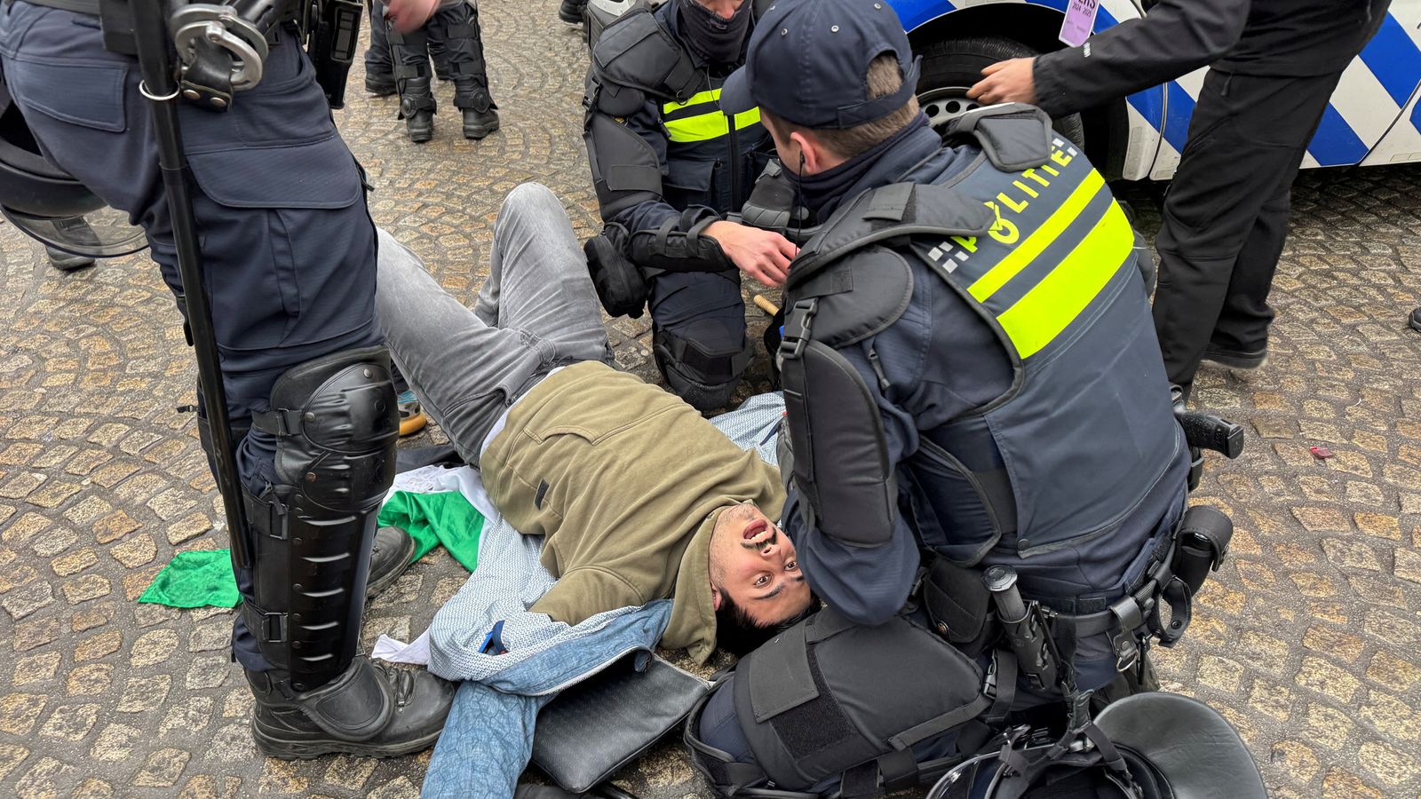 Amsterdam: Police break up pro-Palestinian protest after 'antisemitic' violence following football game