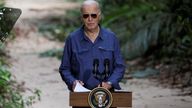 Joe Biden is in Brazil for a G20 summit. Pic: Reuters