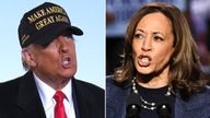 Donald Trump and Kamala Harris. Pics: AP