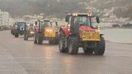 Farmers' tractor protest outside the Welsh Labour conference in Llandudno, North Wales