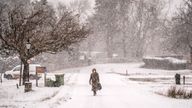 A woman in snowy conditions, in the village of Goathland, North York Moors National Park.
Pic :PA