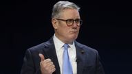 Keir Starmer delivers a speech at the Interpol General Assembly in Glasgow.
Pic: Reuters