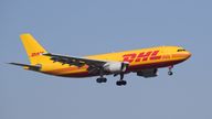 Leipzieg, Germany – March 31, 2020: A beautiful shot of the airplane DHL flights landing at DHL hub in Leipzig LEJ, Germany. Pic: iStock
