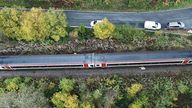 Aerial view of the train crash near Talerddig in Powys. Pic: Rail Accident Investigation Branch