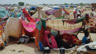Sudanese refugees in a camp in Chad.
Pic: AP