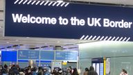 Passengers line up for passport control in the UK Border area of Terminal 2 of Heathrow Airport, London, during a visit from Labour leader Sir Keir Starmer to see the COVID-19 response. Picture date: Thursday February 11, 2020. See PA story POLITICS Labour.