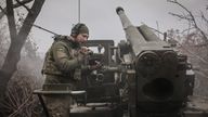 A serviceman of 24th Mechanized brigade named after King Danylo of the Ukrainian Armed Forces enters an adjustment as he fires a 2s5 "Hyacinth-s" self-propelled howitzer towards Russian troops at a front line, amid Russia's attack on Ukraine, near the town of Chasiv Yar in Donetsk region, Ukraine November 18, 2024. Oleg Petrasiuk/Press Service of the 24th King Danylo Separate Mechanized Brigade of the Ukrainian Armed Forces/Handout via REUTERS ATTENTION EDITORS - THIS IMAGE HAS BEEN SUPPLIED BY 