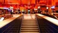 Stairs to the underground railway platforms, Marienplatz, Munich, Upper Bavaria, Germany, Europe | usage worldwide Photo by: paul mayall/picture-alliance/dpa/AP Images