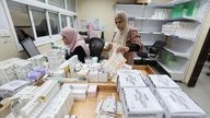 Staff at a health centre run by UNRWA in central Gaza. Pic: Reuters