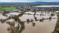 Flooded fields and roads near Upton-upon-Severn. Trains have been cancelled in parts of southern England after heavy rainfall flooded railway lines during Storm Conall. It comes just days after Storm Bert left hundreds of homes flooded, turned roads into rivers and saw winds of more than 80mph. Picture date: Wednesday November 27, 2024.