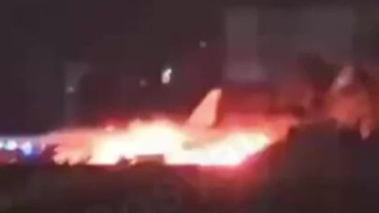 Russian passenger plane catches on fire in Turkey airport