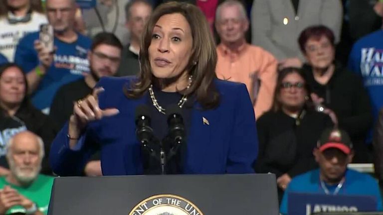 Kamala Harris, on stage in Nevada, slams Donald Trump over his comments on women last night. 