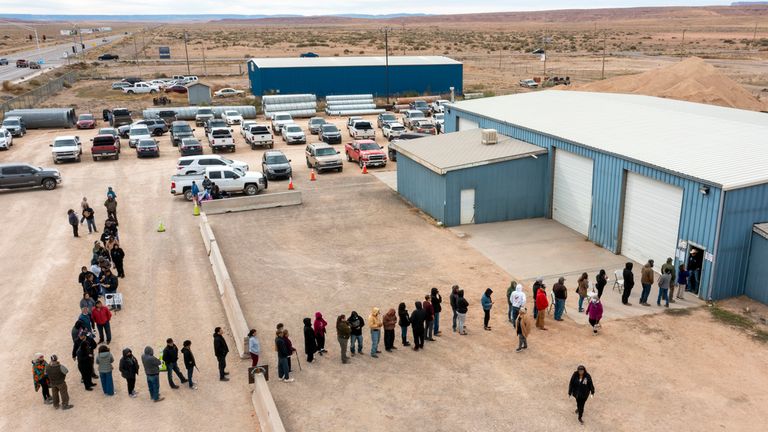 Voters wait to cast their ballots in Navajo County, Arizona. Pic: AP