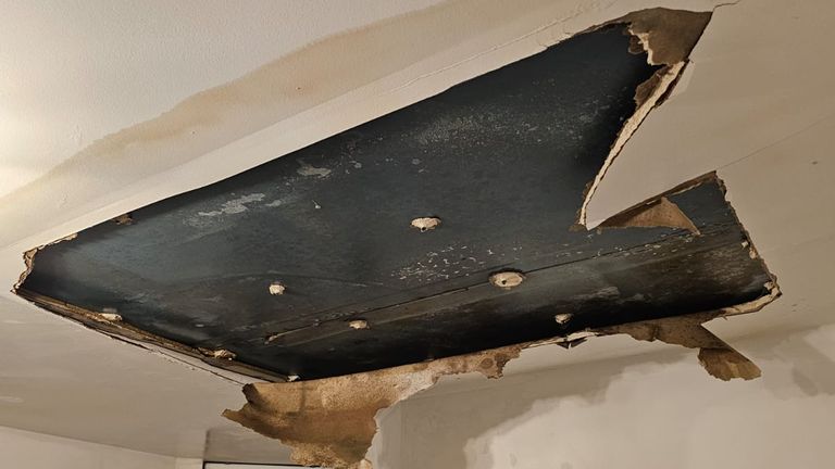 Hole in the ceiling due to leaks 