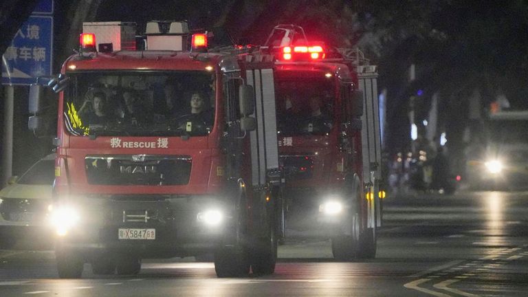 Pic: Kyodo/AP

Rescue vehicles rush to a sports center where a man rammed a car into people exercising in the southern Chinese city of Zhuhai, China, Nov. 11, 2024. More than 10 people died and nearly 100 were injured in the incident, and the driver was detained at the scene. (Kyodo via AP Images) ==Kyodo