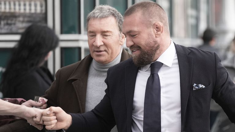 RETRANSMITTING AMENDING BY LINE Mixed Martial Arts fighter Conor McGregor outside the High Court in Dublin, where he is due to appear for a personal injury case against him. Picture date: Wednesday November 6, 2024.

