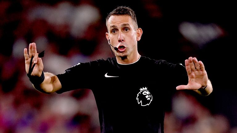 Referee David Coote during a Premier League match.
Pic: PA