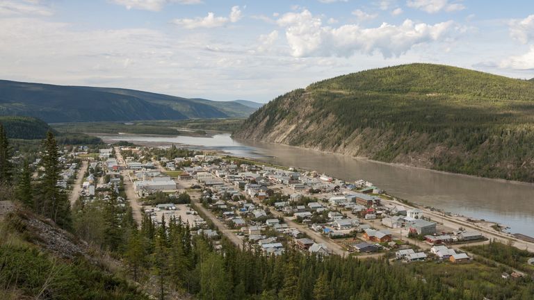 Overlooking Dawson City with Yukon River, from the Midnight Dome, Yukon Territory, Canada